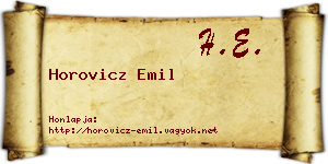 Horovicz Emil névjegykártya